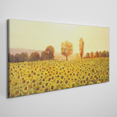 Sunflower field in the setting sun Canvas print