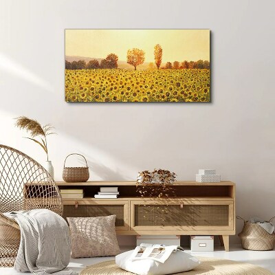 Sunflower field in the setting sun Canvas print