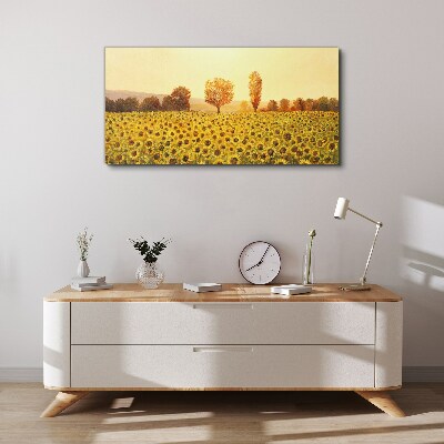 Sunflower field in the setting sun Canvas print