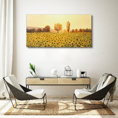 Flowers sunflowers tree Canvas print