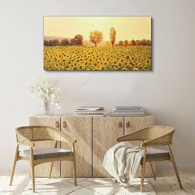 Sunflower field in the setting sun Canvas print