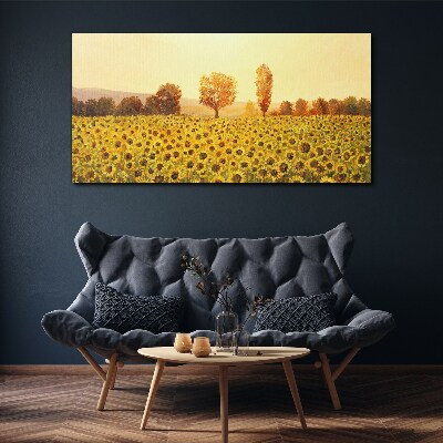 Sunflower field in the setting sun Canvas print
