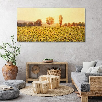 Flowers sunflowers tree Canvas print