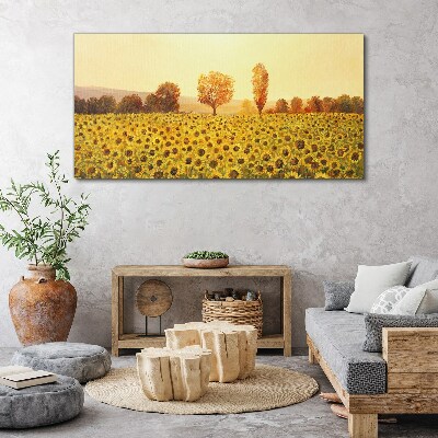 Sunflower field in the setting sun Canvas print