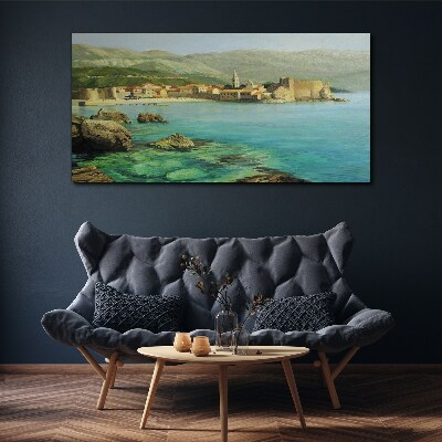 Seaside landscape with mountain hills Canvas print