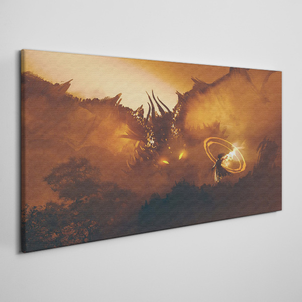 Dragon in the fire of a magical ritual Canvas print