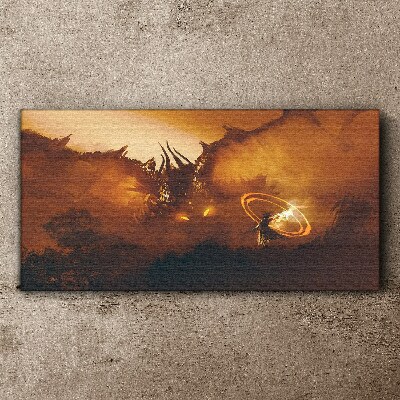 Dragon in the fire of a magical ritual Canvas print