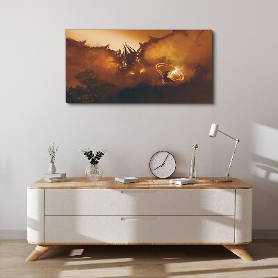 Dragon in the fire of a magical ritual Canvas print