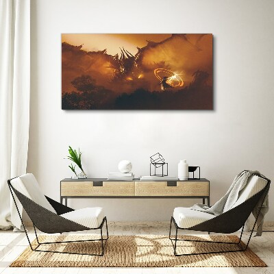 Dragon in the fire of a magical ritual Canvas print