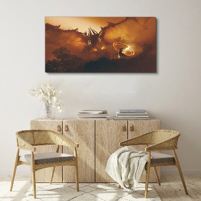 Dragon in the fire of a magical ritual Canvas print