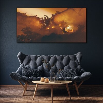 Dragon in the fire of a magical ritual Canvas print