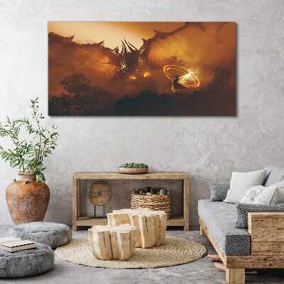 Dragon in the fire of a magical ritual Canvas print