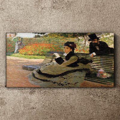 Female park bench monet Canvas print