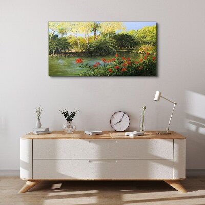 Tropical landscape with a river Canvas print