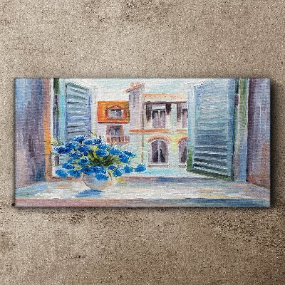 Flowers by the open window Canvas print