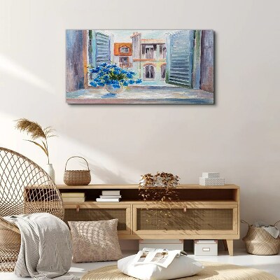 Flowers by the open window Canvas print