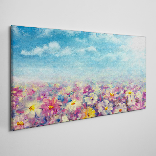 Floral landscape in blue Canvas print