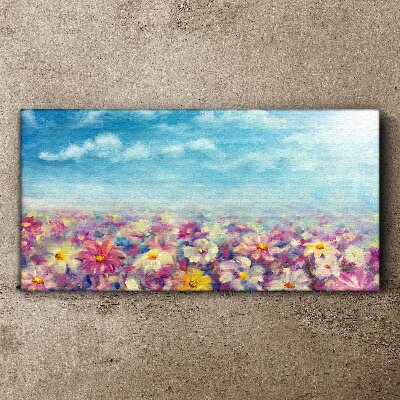 Floral landscape in blue Canvas print