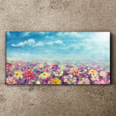 Flowers meadow sky Canvas print