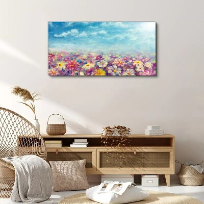 Floral landscape in blue Canvas print