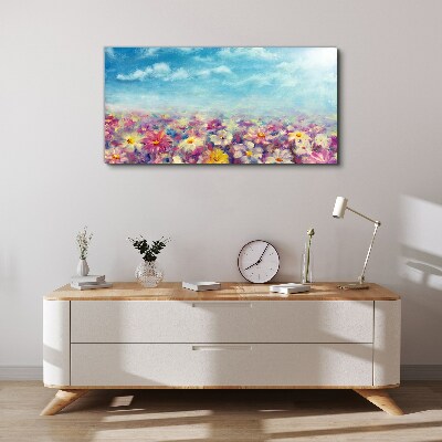 Floral landscape in blue Canvas print