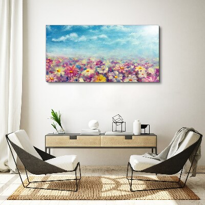 Floral landscape in blue Canvas print