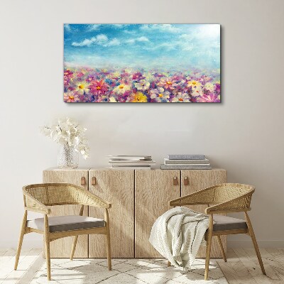 Floral landscape in blue Canvas print