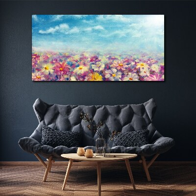 Floral landscape in blue Canvas print