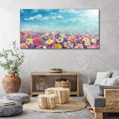 Floral landscape in blue Canvas print