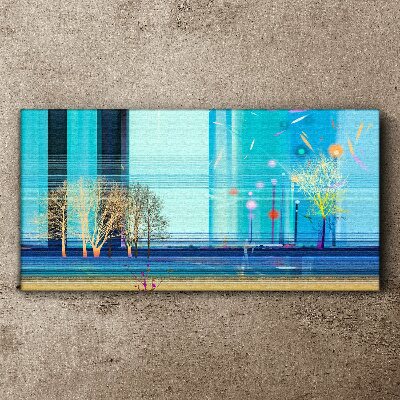 Winter landscape in blue Canvas Wall art