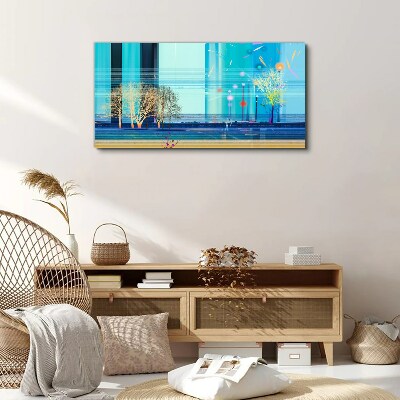 Winter landscape in blue Canvas Wall art