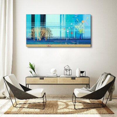 Winter landscape in blue Canvas Wall art