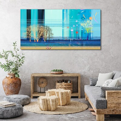 Winter landscape in blue Canvas Wall art