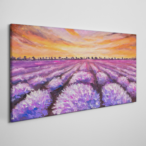 Purple lavender fields at sunset Canvas print