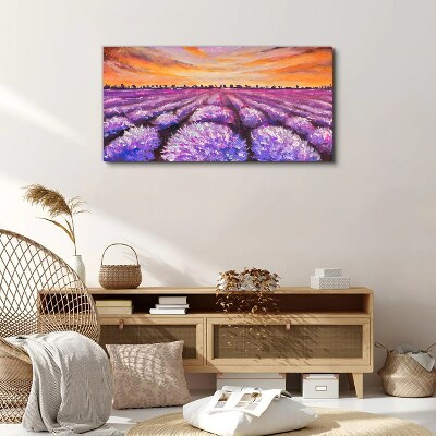 Purple lavender fields at sunset Canvas print