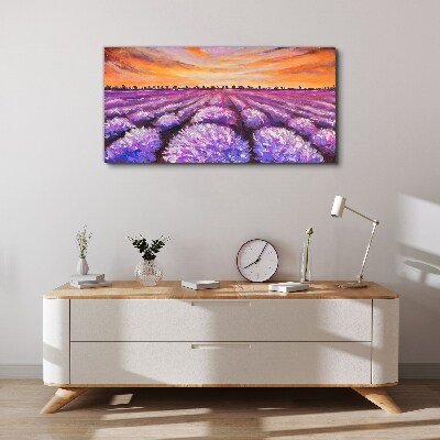 Purple lavender fields at sunset Canvas print