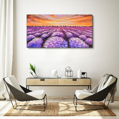 Purple lavender fields at sunset Canvas print