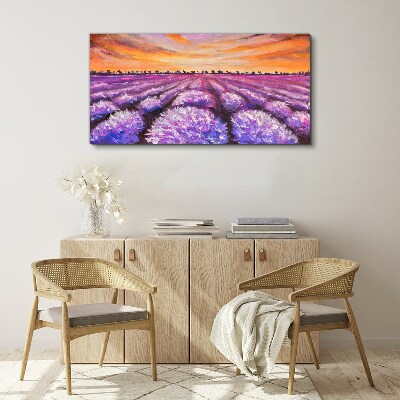 Purple lavender fields at sunset Canvas print