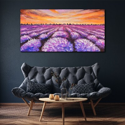 Purple lavender fields at sunset Canvas print