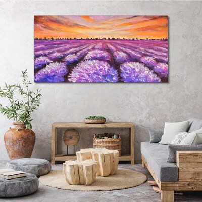 Purple lavender fields at sunset Canvas print