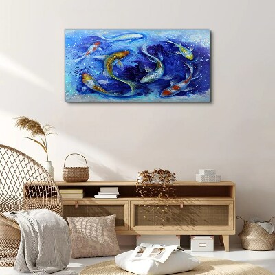 Carp Dance in Blue Water Canvas Wall art