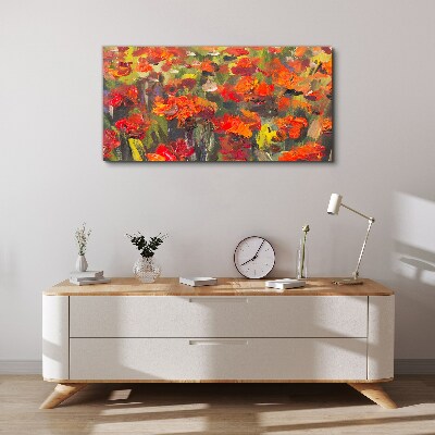 A floral landscape in intense colors Canvas print