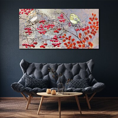 Branches fruit leaves birds Canvas Wall art