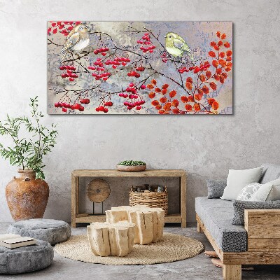 Branches fruit leaves birds Canvas Wall art