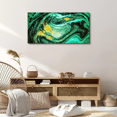 Gold accents on a green background Canvas Wall art