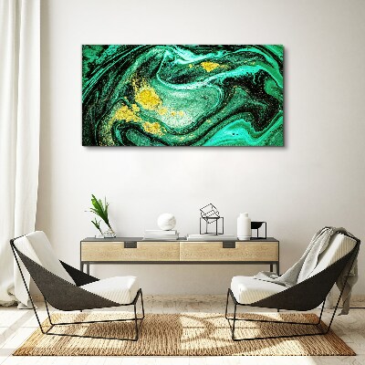 Gold accents on a green background Canvas Wall art