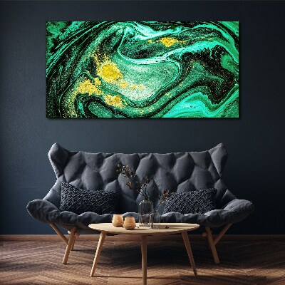Gold accents on a green background Canvas Wall art