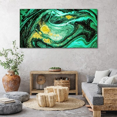 Gold accents on a green background Canvas Wall art