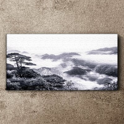 Mountain forest fog Canvas Wall art