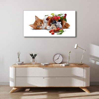 Image glass animals cat rats fruit Canvas Wall art